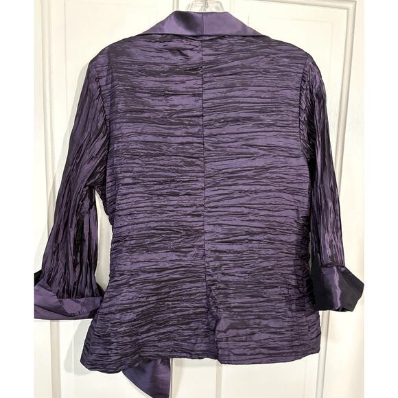 JACKIE JON NEW YORK Jacket Dress Topper Womens 12 Purple Wrap Formal Top - Picture 2 of 4